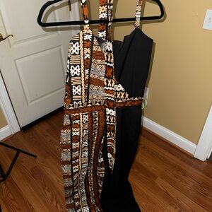 Stylish Black and Brown Jumpsuit